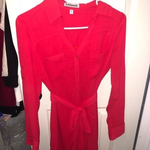 Express portofino dress with belt XS red